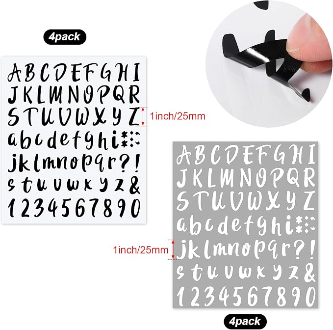 Outus 576 Pcs 8 Sheets Letters Stickers Vinyl Alphabet Number Decals Back to - Image 3