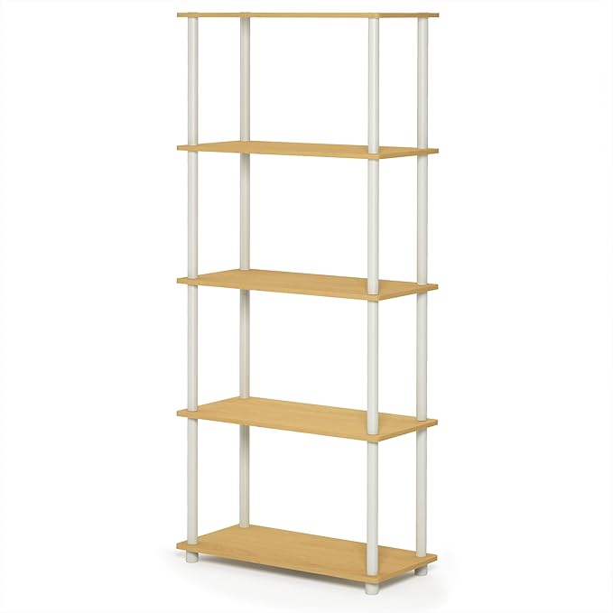 Furinno TURN-N-TUBE Storage Shelves, 5-Tier Book Shelf, Corner Shelf, Toolless - Image 6