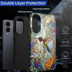 for Samsung Galaxy S25 Edge Case, Hummingbird Wildflower Stained Glass Pattern - Image 3