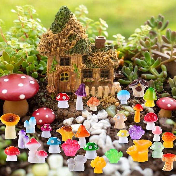 DIYDEC 80pcs Mini Resin Mushroom 80 Style Miniature Mushrooms Figures to Hide - Image 5