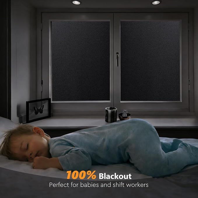 Blackout Window Privacy Film 17.5" x 78.7" | Static Cling, Non-Adhesive Privacy - Image 2