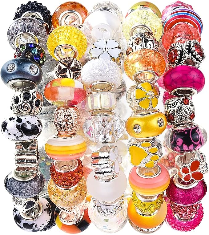 Aipridy European Large Hole Beads, Colorful Glass Charm Beads Set - Image 6