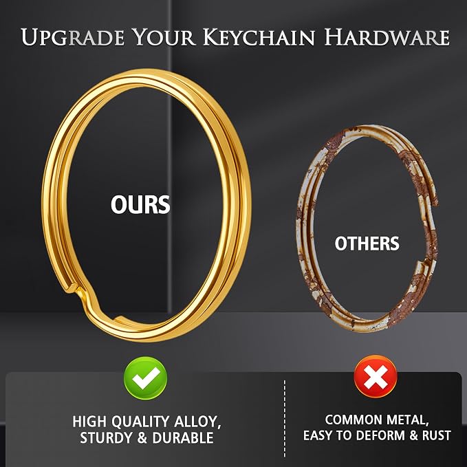 Gold Keychain Making Kit 50PCS – 25 Lobster Claw Clasps & 25 Key Rings - Image 4
