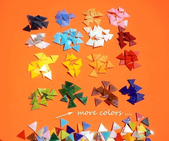 Lanyani 800 Pieces Triangle Mosaic Tiles Stained Glass 5/8 inch- Assorted Colors - Image 4