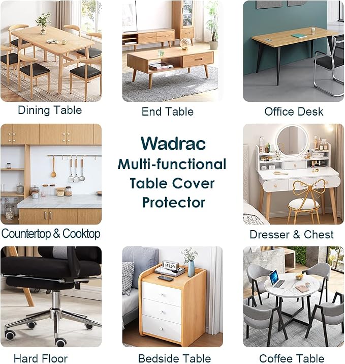 Wadrac Clear Table Protector Plastic Table Cloths PVC Night Stand Table Cover - Image 6
