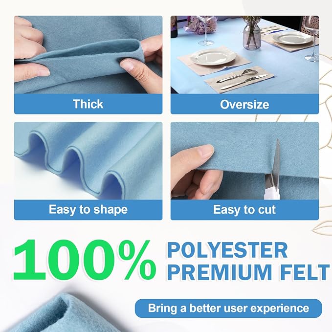 XSEINO Dusty Blue Large Felt Fabric 36" X 36 ", 1.4 mm Thick Soft Felt Fabric - Image 4