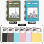 Soucolor Sketchbook 5.5" x 8.5", 2 Pack Mini Sketch Book | Spiral Bound Sketch - Image 8