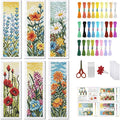 FREEBLOSS 6 Set Cross Stitch Bookmark Kit Wild Flowers Pattern Stamped Cross by FreeandCreativeCraftsArt