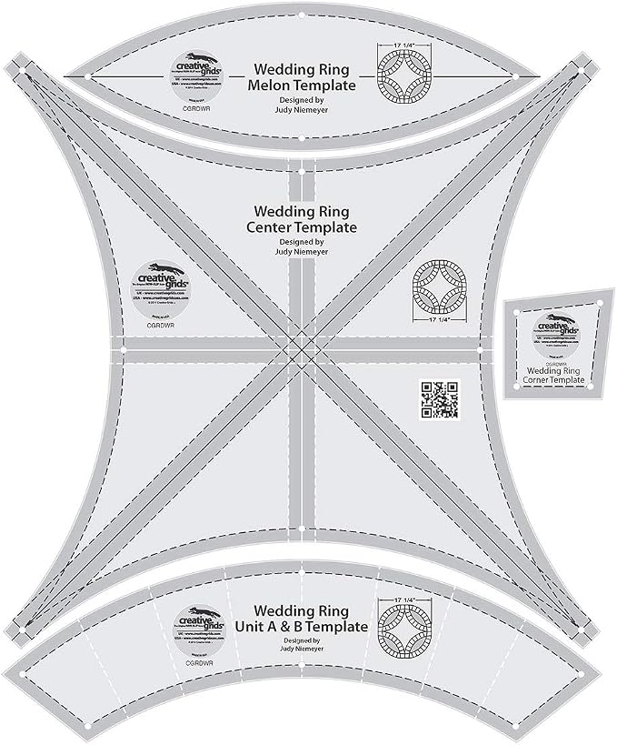 Creative Grids Double Wedding Ring templates Quilt Ruler – CGRDWR – Made in USA by CreativeGrids