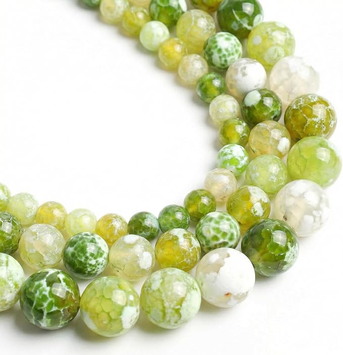 45pcs Round Loose Light Green Fire Agate Beads by Yochus