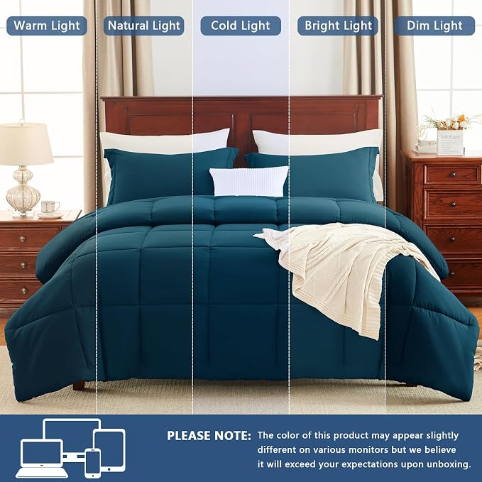 CozyLux Queen Comforter Set Lyons Blue - Image 5