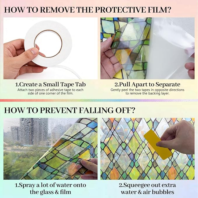 Window Privacy Film, Stained Glass Decorative Static Cling UV & Heat Blocking - Image 8