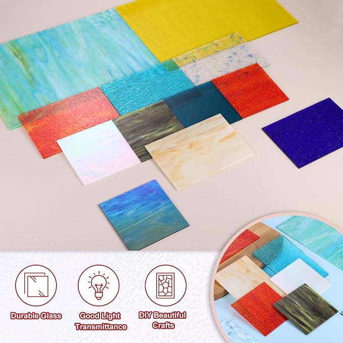 PATIKIL 4 x 6 Inch Transparent Stained Glass Sheets, 2 Sheets Mosaic Glass - Image 3