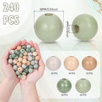 Whaline 240 Pcs Sage Green Beige Wood Beads Natural Color Round Loose Beads - Image 2