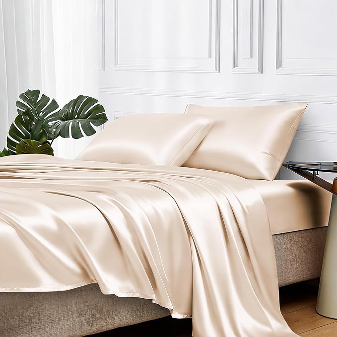 MR&HM Satin Bed Sheets, Twin Size Sheets Set by MRHM