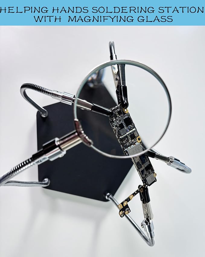 Kaisiking Helping Hands Soldering Station Kit • Magnifying Glass • 4 Flexible - Image 3