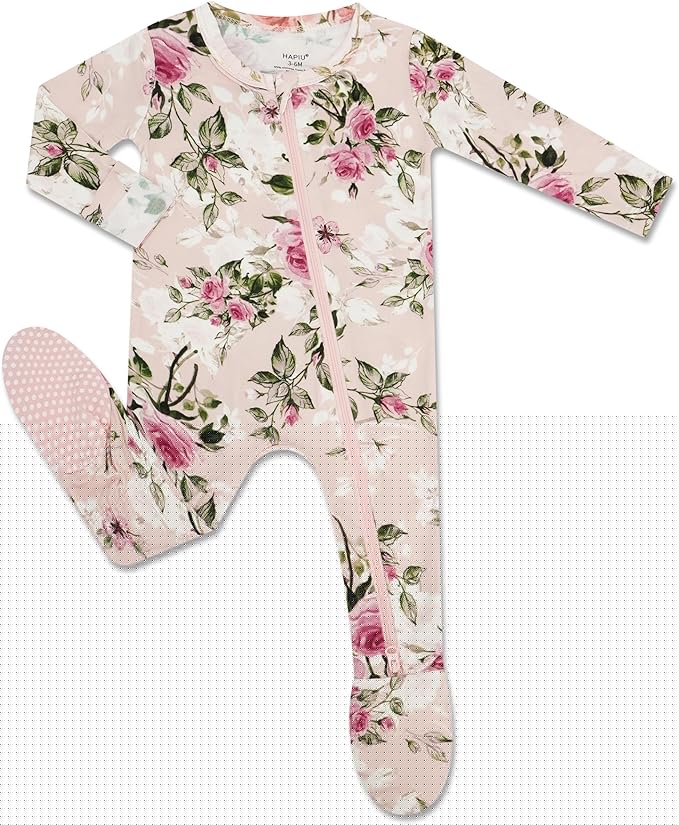 HAPIU Rayon from Bamboo Baby Footed Pajamas, 2 Way Zipper YKK, Footie for Baby Boy Girls, Newborn-24 Months