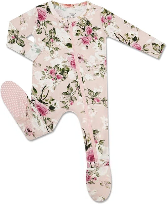 HAPIU Rayon from Bamboo Baby Footed Pajamas, 2 Way Zipper YKK, Footie for Baby Boy Girls, Newborn-24 Months