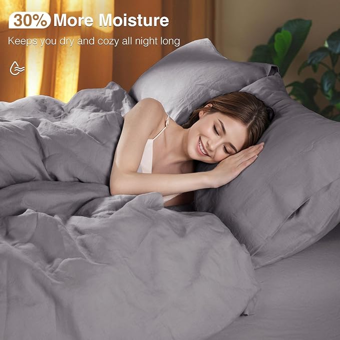 SONORO KATE 100% French Linen Duvet Cover King Size, Soft Breathable - Image 3