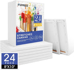 FUMILE 8x10 Canvas for Painting Stretched, 24 Pack Canvases for Painting-5/8 in by FUMILE