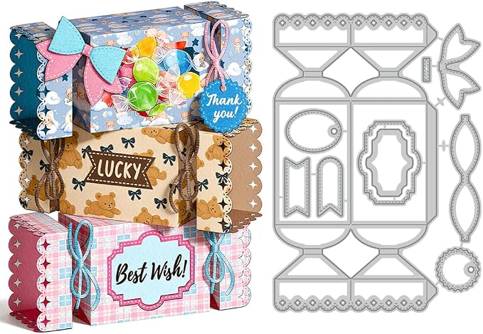 3D Candy-Shaped Box Metal Cutting Dies Treat Box Die Cuts Carbon Steel Stencils by DELORIGIN