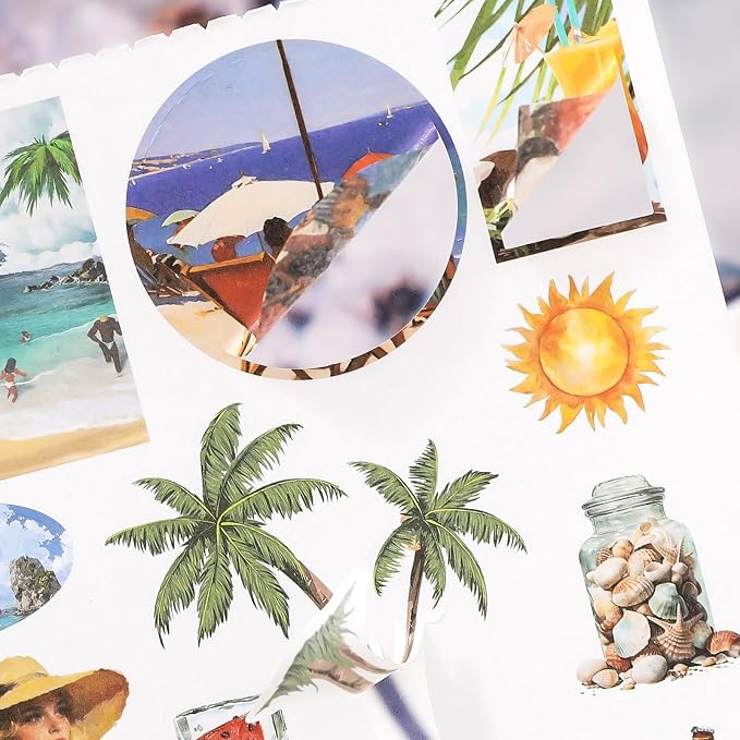 Summer Beach Scrapbook Sticker Book, 500+ Vintage Travel Stickers - Image 6