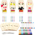 Wooden Coffins Wind Chime Ornaments Painting Craft, 6 Style Cutouts by THWAS-LIGHT