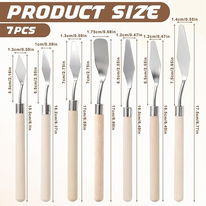 Pallet Knife for Acrylic Paint, 7 Pieces Palette Knife Set Stainless Steel - Image 2