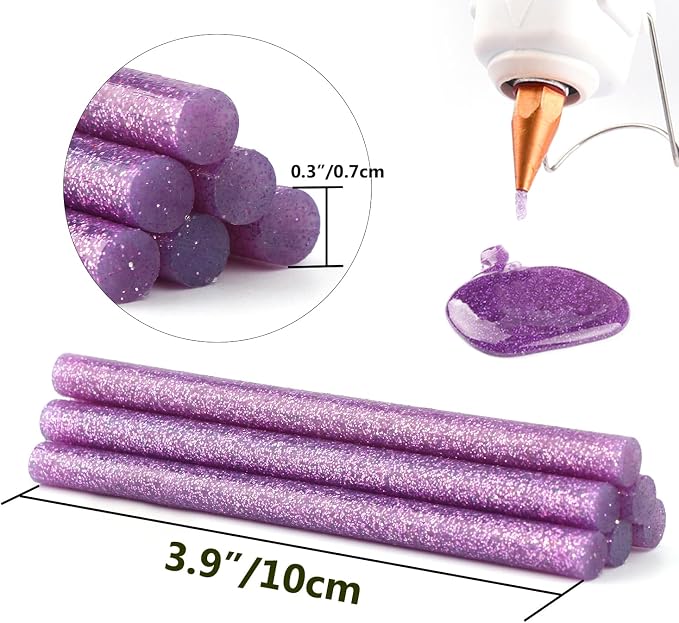 Colored Hot Glue Sticks Mini, 3.93 x 0.27 in Glitter Glue Stick, EVA Adhesive - Image 3