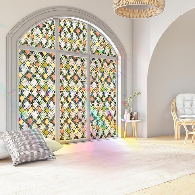 Window Privacy Film, Stained Glass Decorative Static Cling UV & Heat Blocking - Image 6