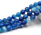 MJDCB Natural Stone Beads Blue Striped Agate Round Loose Beads - Image 3