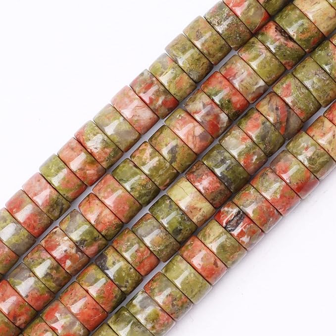 Natural Stone Heishi Beads for Necklace Making, 4 mm x 6 mm Small Flat Round by YUGDRUZY