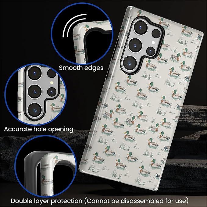 for Samsung Galaxy S24 Ultra Case, Cute Duck Pattern Glossy 2 in 1 Shockproof - Image 5