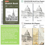 Soucolor Sketchbook 5.5" x 8.5", 2 Pack Mini Sketch Book | Spiral Bound Sketch - Image 7