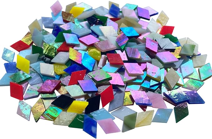 Magic Iridescent Mosaic Tiles for Crafts, 530 Pieces Colorful Stained Glass - Image 5