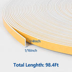 Self Adhesive Foam Tape Weatherstrip 1/4in x 1/16in x 98.4Ft High Density Foam - Image 2