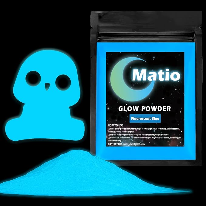 Matio Glow in The Dark Pigment Powder, 15g/0.5oz Fluorescent Blue Pigments | by Matio