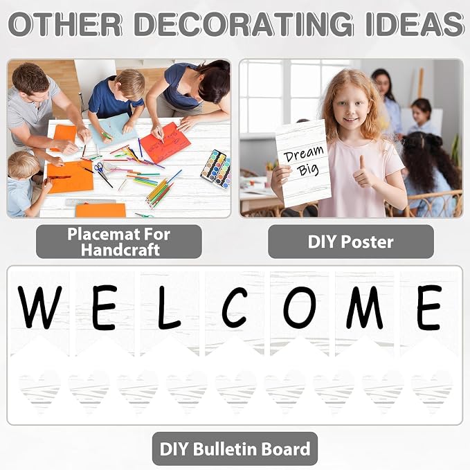 Qyeahkj White Wood Bulletin Board Paper Roll Wood Grain Bulletin Board - Image 5