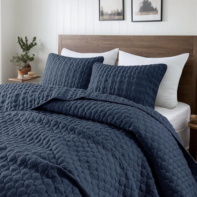 WDCOZY Navy Blue Quilt Twin Size Bedding Sets by WDCOZY