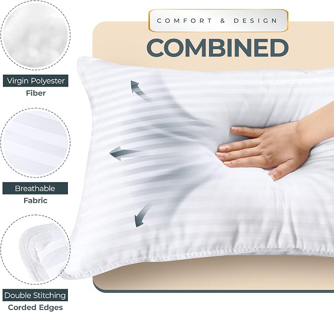 Utopia Bedding Bed Pillows for Sleeping European Size, Down Alternative Pillow - Image 4