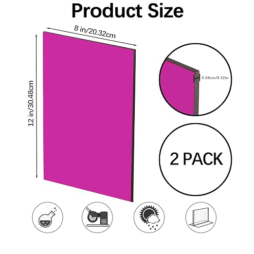 Translucent Purple Acrylic Sheets 8*12 inch 1/8" Thick Red Transparent Cast - Image 2