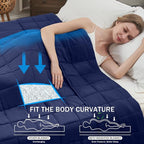 Navy Blue Weighted Blanket for Adults 25lbs, Cal King Cooling Heavy Throw - Image 2