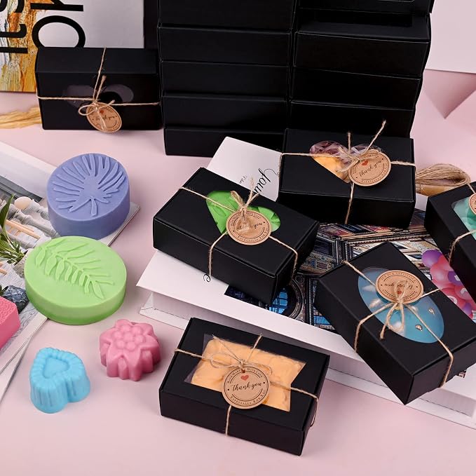 32 PCS Black Soap Boxes for Homemade Soap, 3.54 X 2.36 X 1.18 Inch Soap - Image 6