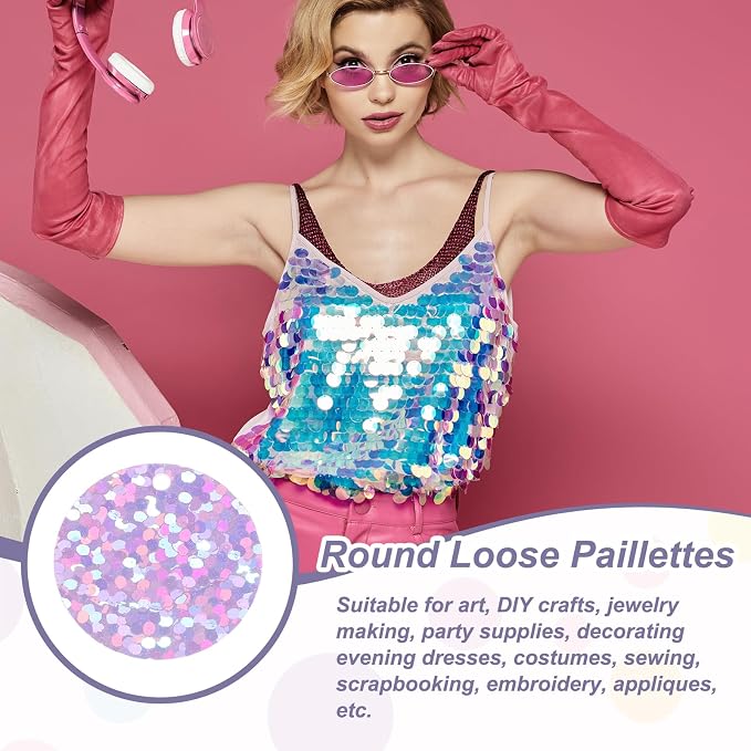 MECCANIXITY 700 Pcs Flat Round Sequins 15mm/0.6 Inch Loose Paillettes Craft - Image 4