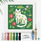 Doodlream Cat Leaf DIY Punch Needle Embroidery Kit by Doodlream