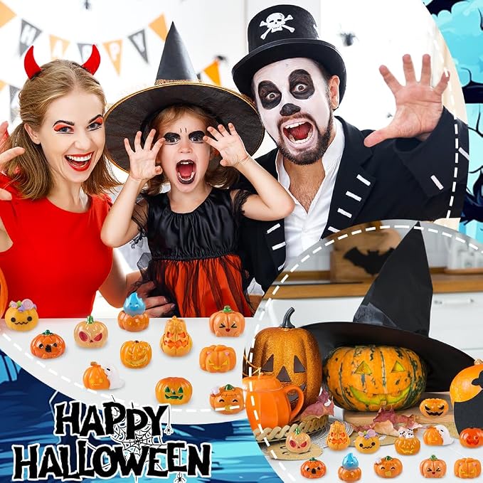 DIYDEC 24pcs Halloween Mini Resin Pumpkins, Tiny Figurines to Hide Toys - Image 3