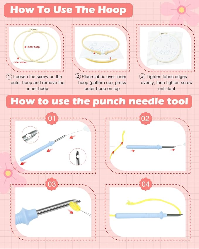FIVEIZERO DIY Punch Needle Kit for Beginners, Yarn Punch Needle Art Craft Kit - Image 3