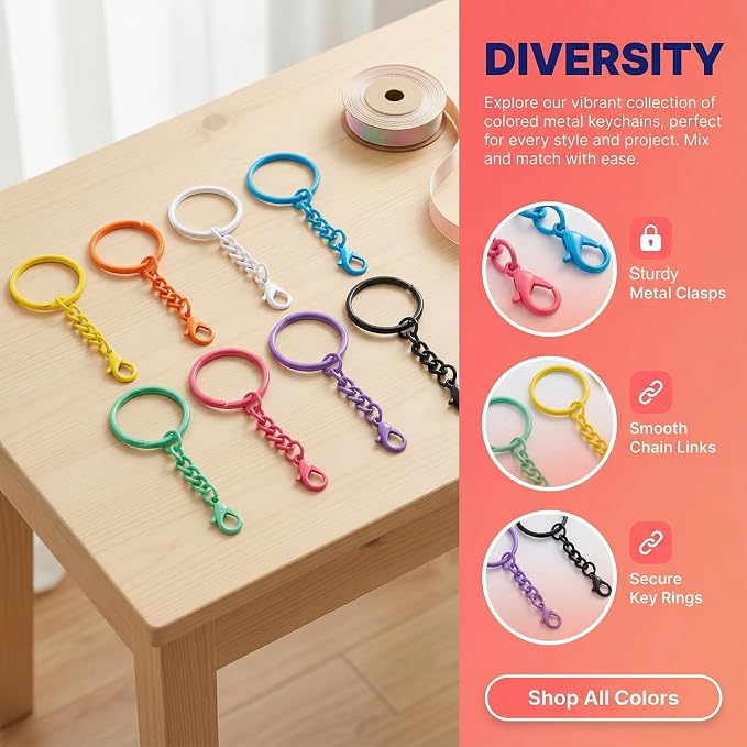 16 Pcs Metal Keychain Clip, Colorful Swivel Snap Hook - Image 5