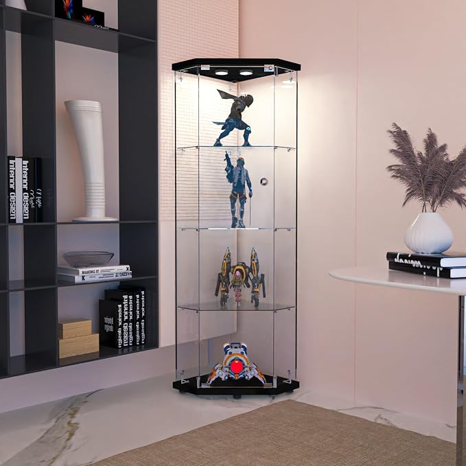 LFT HUIMEI2Y Glass Display Corner Cabinet 4-Shelf, Curio Cabinets Fast - Image 8