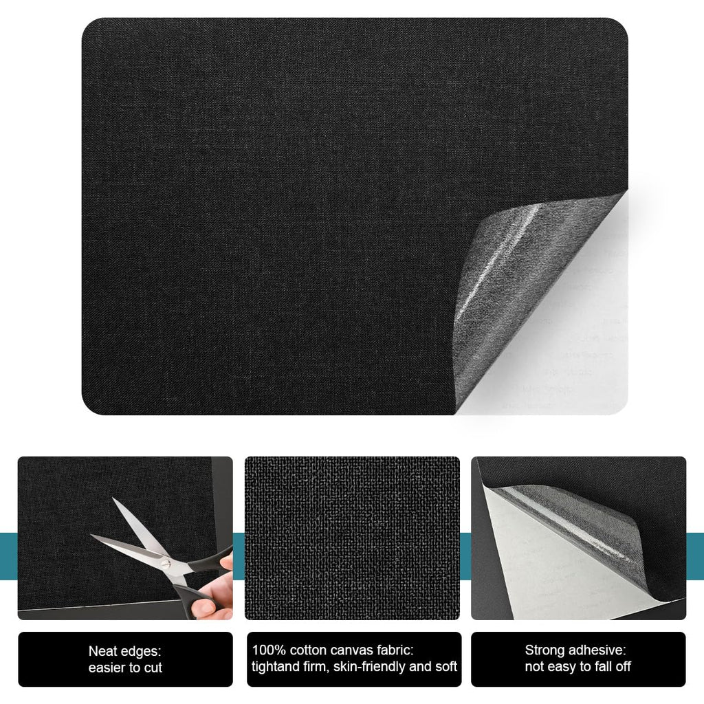 J.CARP 2Pcs Linen Repair Patches, Large Self-Adhesive Fabric Patch for Sofas, Couch, Furniture, Car Seats (8 * 11 inches-2PCS Floral Black)